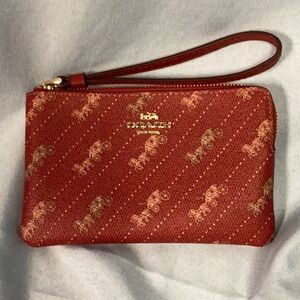 Coach Signature Red Wristlet